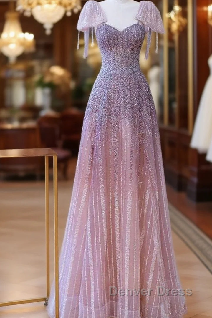 Luxurious A Line Straps Long Prom Dresses Main image