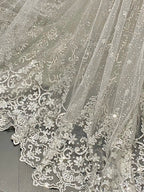 Luxurious And Sparkling Silver Mermaid Off-Shoulder Beaded Train Wedding Dresses