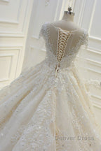Luxurious Ball Gowns Long Sleevess Lace Applqiues Beadings Wedding Dresses