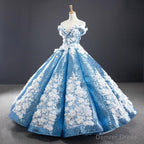 Luxurious Ball Gowns Off The Shoulder Appliques Sequin Prom Dresses
