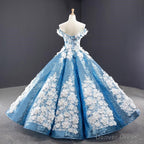 Luxurious Ball Gowns Off The Shoulder Appliques Sequin Prom Dresses