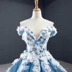 Luxurious Ball Gowns Off The Shoulder Appliques Sequin Prom Dresses