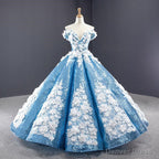 Luxurious Ball Gowns Off The Shoulder Appliques Sequin Prom Dresses