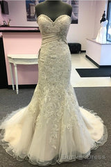 Luxurious Beaded Sweetheart Mermaid Court Train Wedding Dresses Lace Embroidery