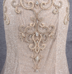 Luxurious Champagne Gold Mermaid Off-The-Shoulder Beaded Tulle Long Prom Dresses Evening Dresses