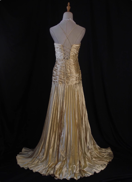 Luxurious Elegant Yellow A-Line V-Neck Spaghetti Strap Knot Ruched Satin Long Prom Dresses Evening Dresses