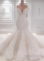Luxurious Off the Shoulder Mermaid Wedding Dresses New Arrival Lace AppliquesBridal Gowns