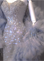 Luxurious Shiny Silver Mermaid Sweetheart Neck Sequin Long Prom Dresses Evening Dresses