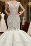 Luxurious Sleeveless Appliques Rhinestones Mermaid Wedding Bridal Gown