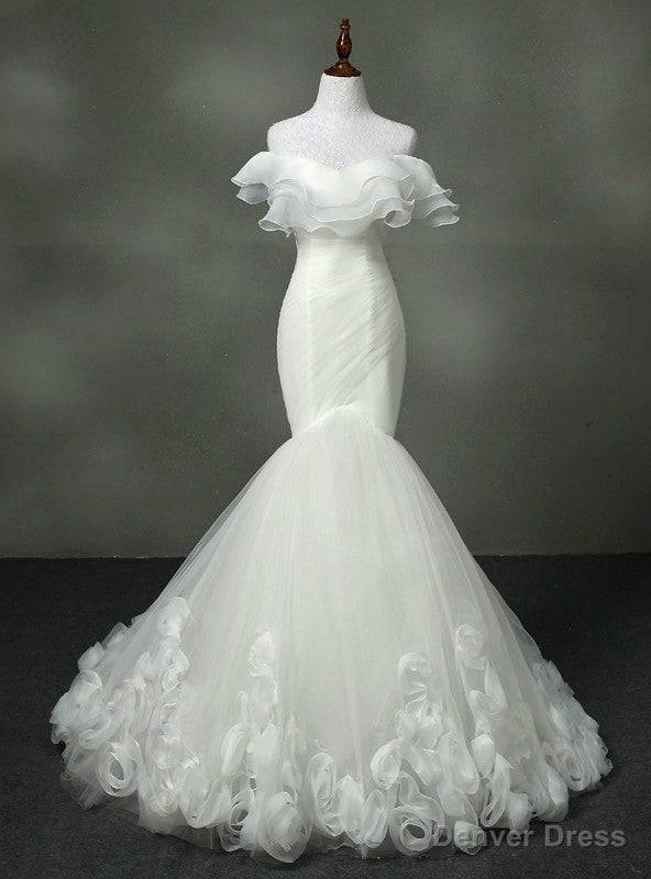 Luxurious Strapless Wedding Dress Mermaid Real Photo Tulle With Ruffles Main image