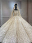 Luxury Ball Gown Dubai Sequins Beading Long Sleeve Wedding Dress