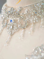 Luxury Ball Gown Off The Shoulder Short Sleeves Sequin White Wedding Dresses Brides Dress