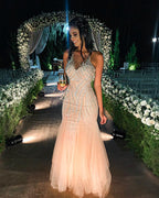 Luxury Beaded Mermaid Prom Dress Tulle Prom Long Dresses