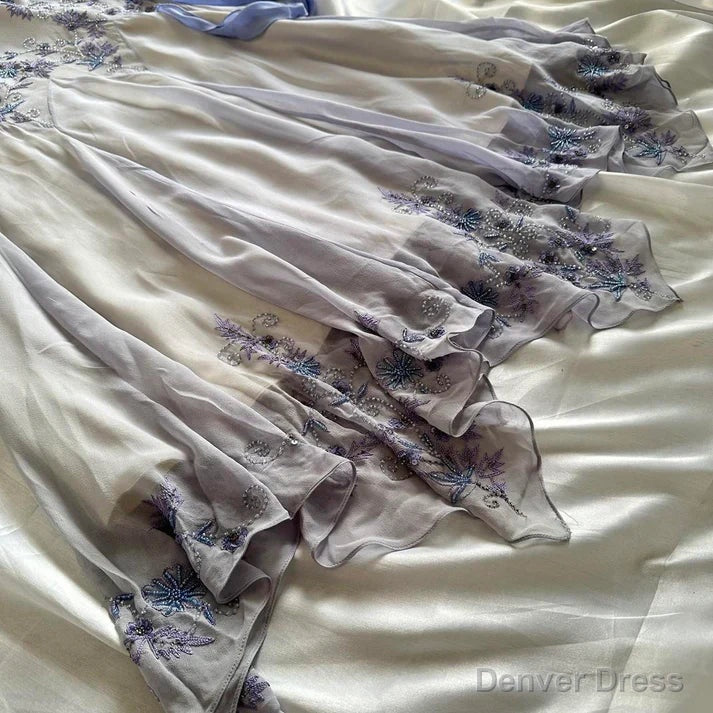 Luxury Chiffon Beaded Spaghetti Straps Long Prom Dress Mermaid Prom Dresses