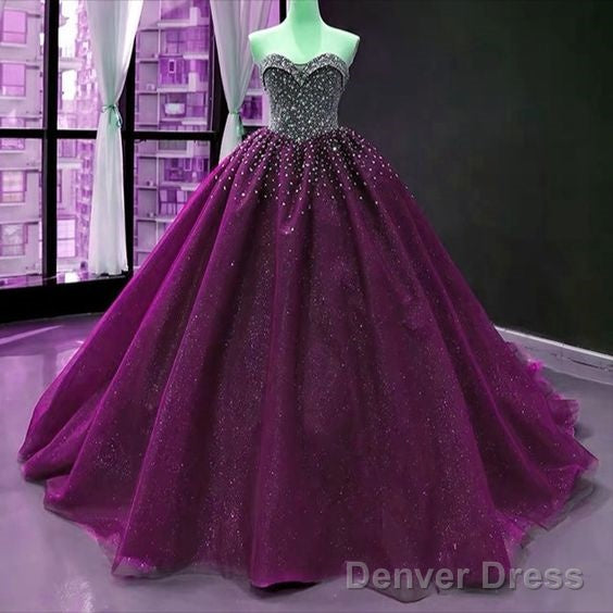 Luxury  Crystals Black Wedding Dresses Gothic Sweetheart Tulle Quince Dress