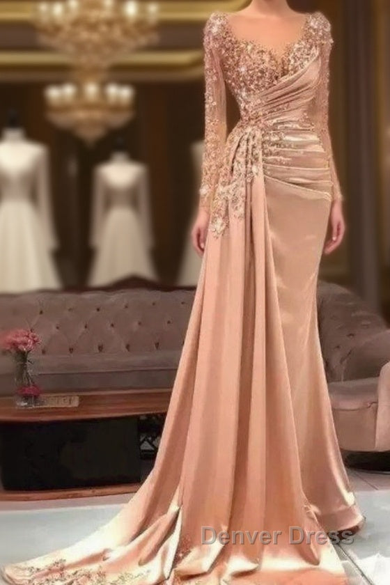Luxury Evening Dresses Mermaid Long Sleeves Appliques Beaded Long Turkey Dubai Saudi Arabic Evening Gown Prom Dresses Main image