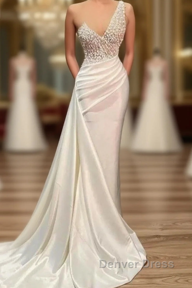 Luxury Evening Dresses Mermaid One-Shoulder Appliques Beaded Long Turkey Dubai Saudi Arabic Evening Gown Prom Dresses Main image