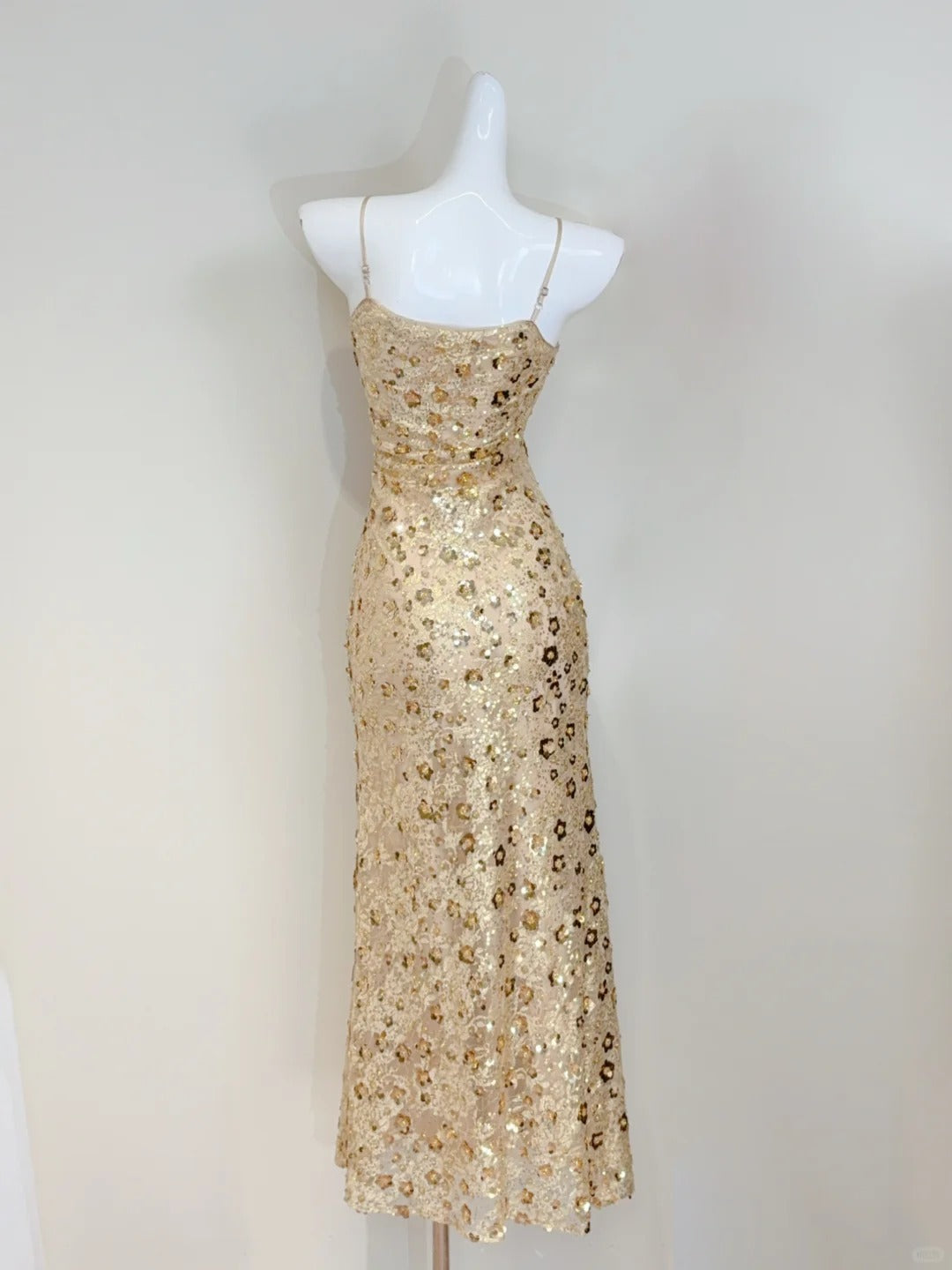 Luxury Gold Mermaid Strapless V-Neck Sequined Long Prom Dresses Evening Dresses