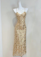 Luxury Gold Mermaid Strapless V-Neck Sequined Long Prom Dresses Evening Dresses