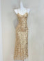 Luxury Gold Mermaid Strapless V-Neck Sequined Long Prom Dresses Evening Dresses