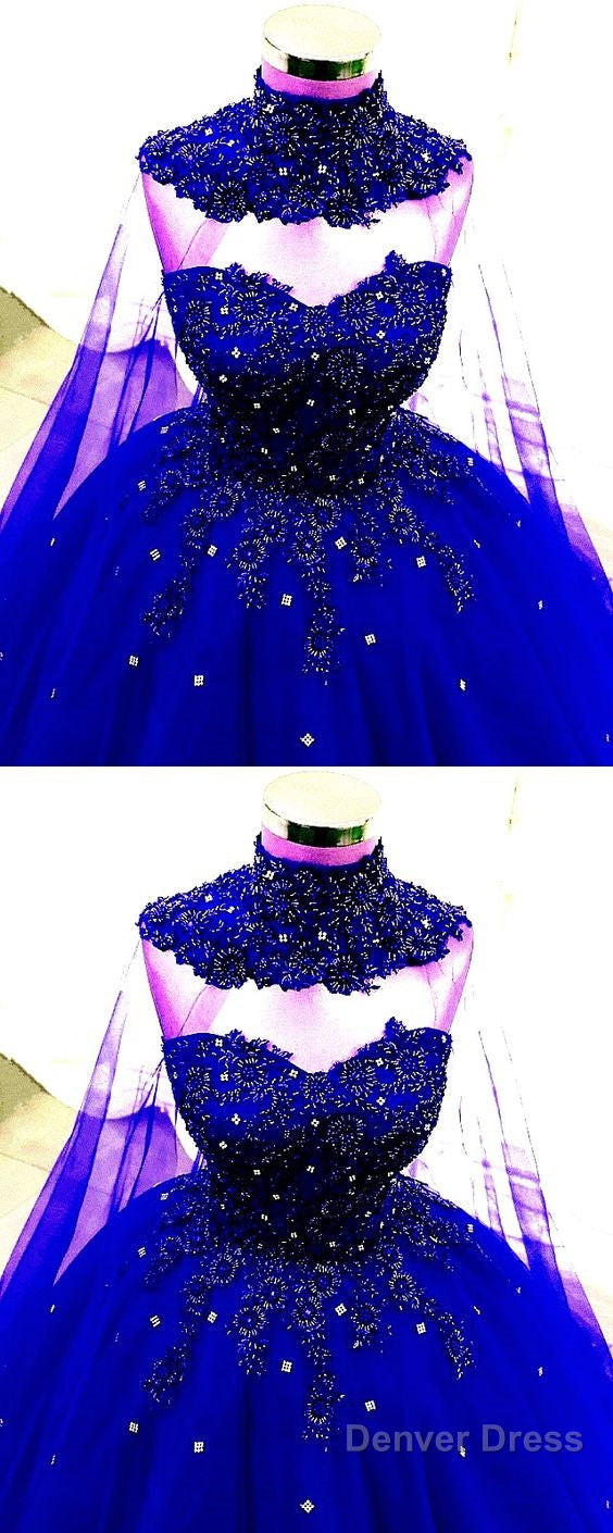 Luxury Lace Beaded Sweetheart Ball Gown Wedding Dress With Cape Prom Dress Main image