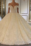 Luxury Long Ball Gowns Off The Shoulder Lace Tulle Wedding Dresses with Beading