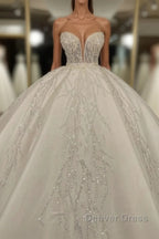 Luxury Long Ball Gown Sweetheart Glitter Wedding Dresses