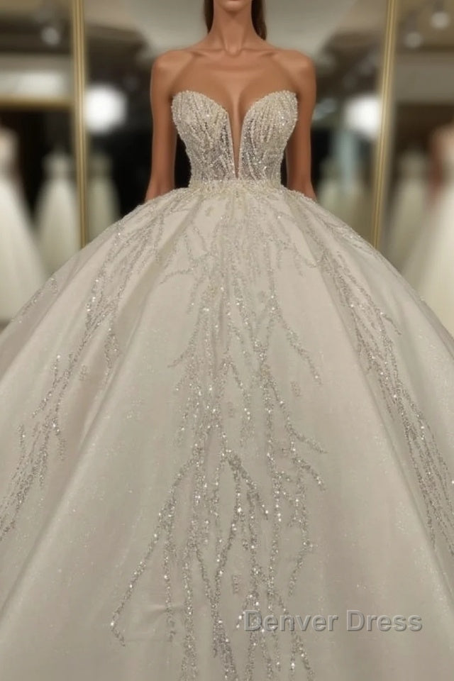 Luxury Long Ball Gowns Sweetheart Glitter Wedding Dresses Main image