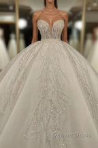Luxury Long Ball Gowns Sweetheart Glitter Wedding Dresses