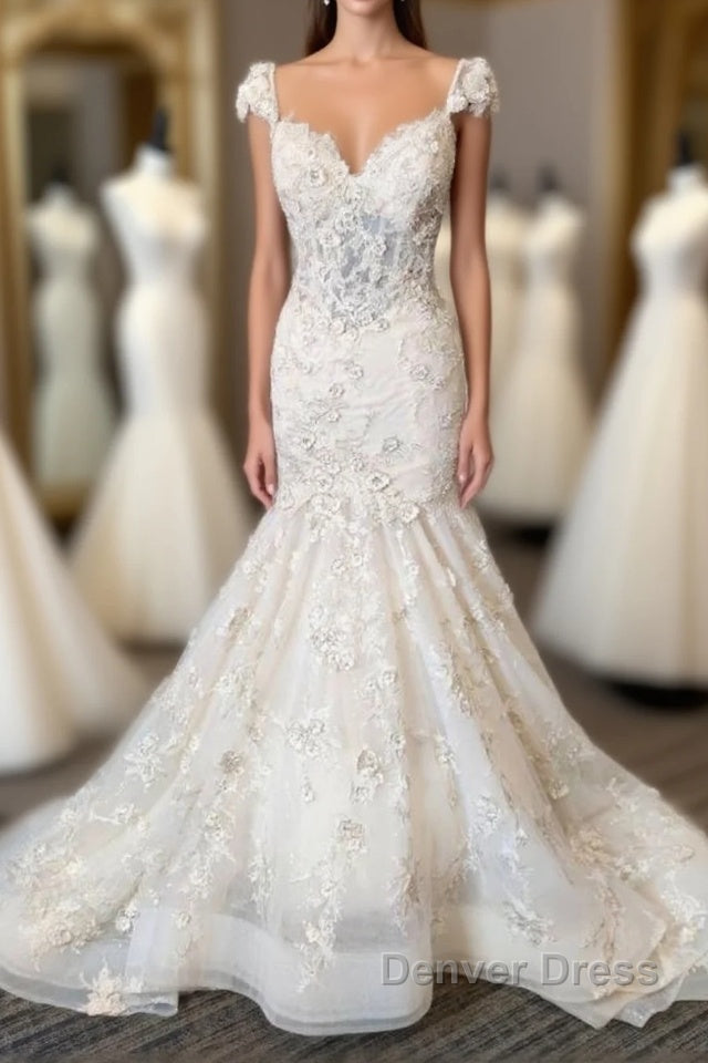 Luxury Mermaid Sweetheart Lace Backless Wedding Dresses Main image
