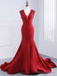 Luxury Satin V Neck Mermaid Long Dress Floor Length Prom Dresses