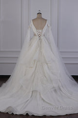 Luxury V-Neck Beadings Wedding Dresses Tulle Sleeveless Sequined Bridal Gowns