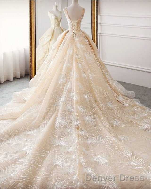 Luxury Wedding Dress Sequin V Neck Ball Gown Secondary image