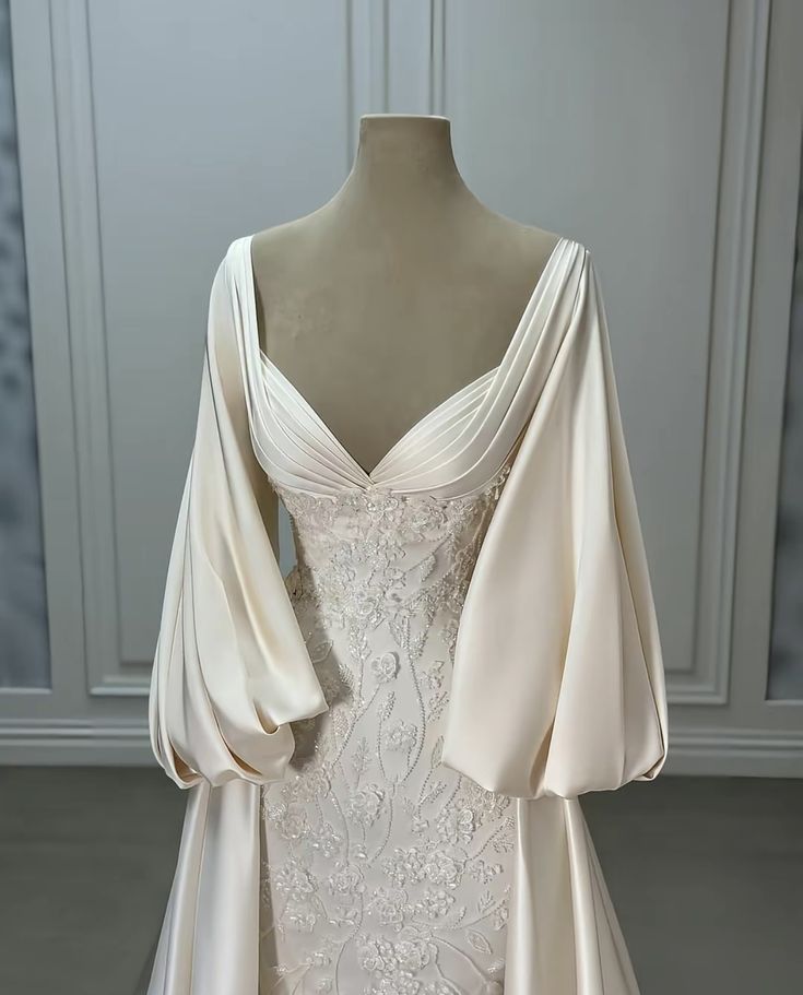 Luxury Wedding Dresses, Ivory Satin Lace A-Line Bridal Gown Secondary image