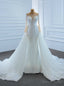Luxury White Mermaid Tulle Long Sleeve Hand Work Pearls Wedding Dresses