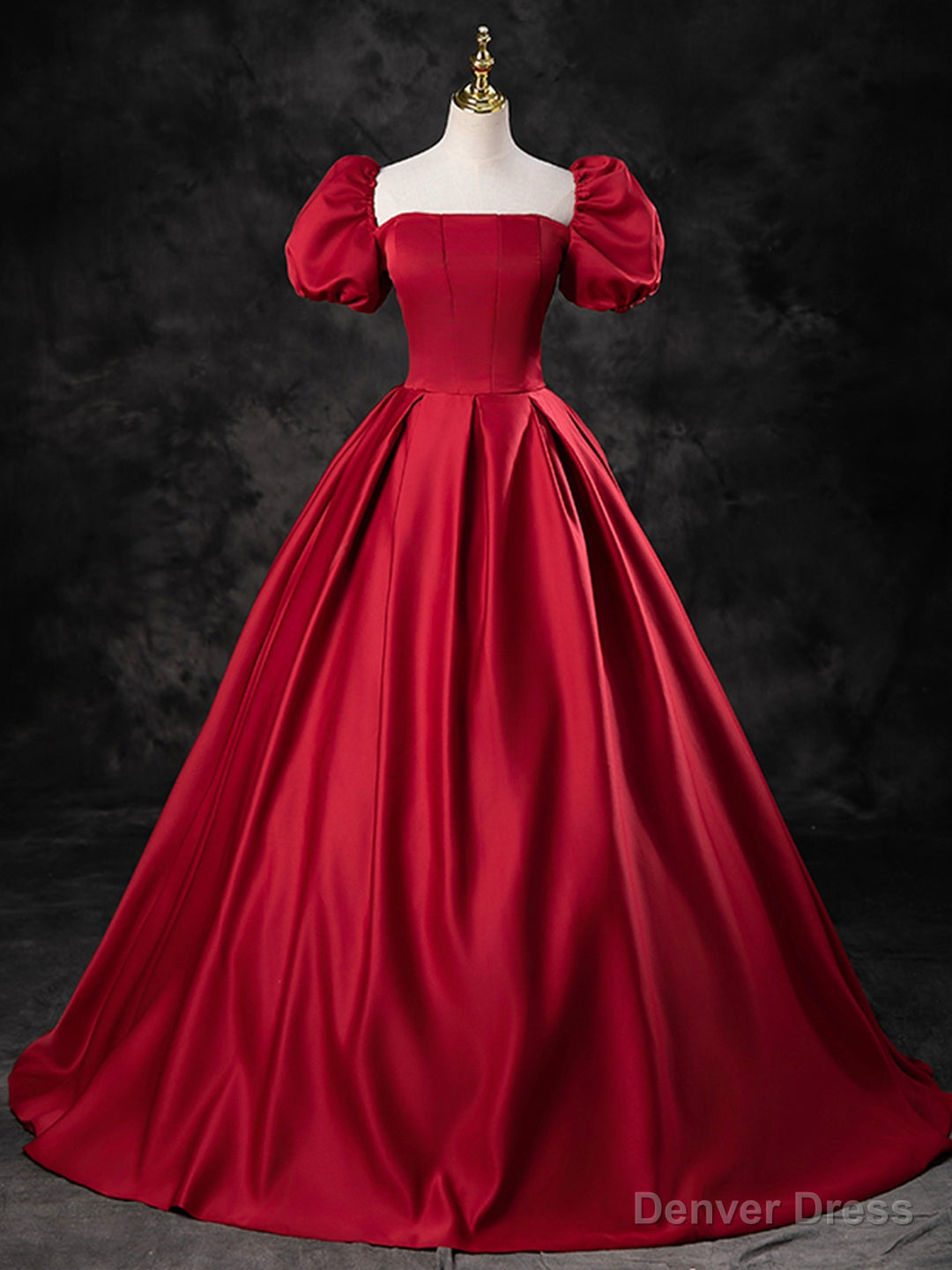 Burgundy Satin Off the Shoulder Formal Dress, A-Line Burgundy Evening Dress