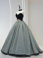 Beautiful Strapless Jacquard Floor Length Prom Dresses, A-Line Sweetheart Neck Formal Dresses