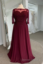 Illusion Neck Sweetheart Long Sleeves Beaded Appliques Long Prom Dresses