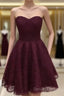 Maroon Homecoming Dresses, Lace Short Prom Dresses, Party Dresses, Prom Dresses