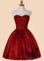 Marvelous A Line Sweetheart Above knee Red Stretch Satin Homecoming Dresses with Beading