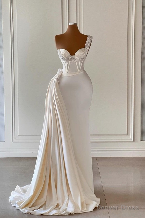 Mermaid Asymmetrical Sweetheart Beaded Floor Length Sleeveless With Side Train Prom Dresses Main image