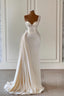 Mermaid Asymmetrical Sweetheart Beaded Floor Length Sleeveless With Side Train Prom Dresses