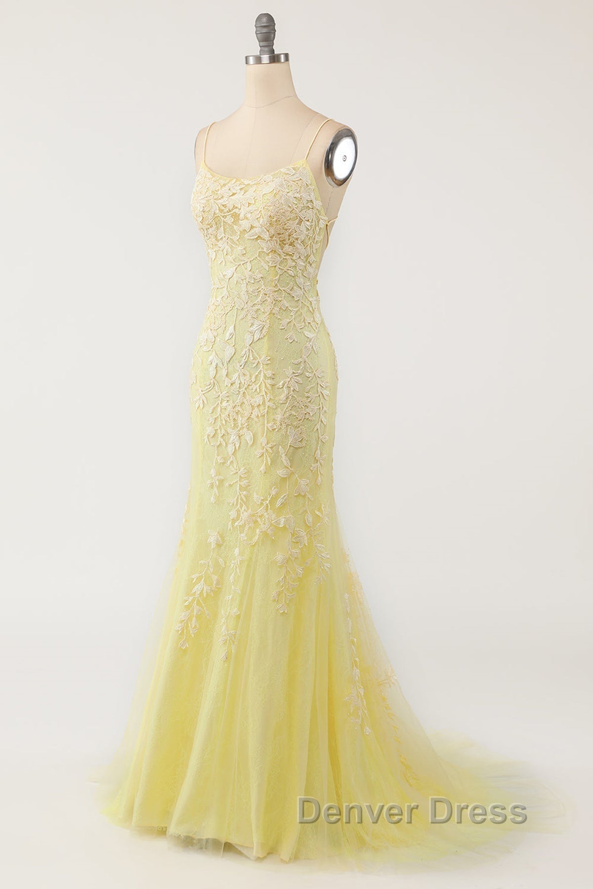 Mermaid Backless Yellow Lace Long Prom Dress, Mermaid Yellow Prom Dress, Yellow Lace Prom Dresses Secondary image