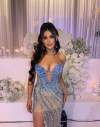 Gorgeous Beaded Slit Prom Dress