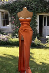 Mermaid Beaded Sweetheart Slit Satin Dress