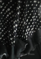 Mermaid Black Spaghetti Strap Chiffon Long Prom Skirt Polka Dot Evening Dresses