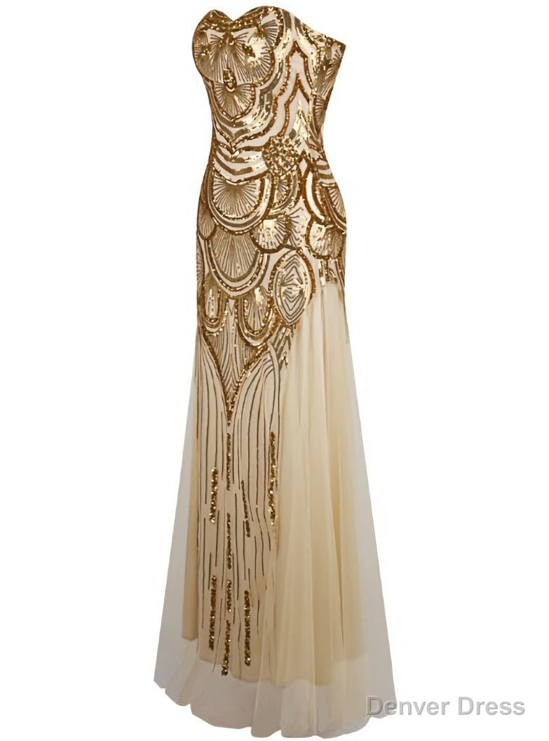 Mermaid Gold Sequins Sweetheart Bridesmaid Dress Main image