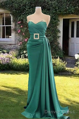 Mermaid Green Beaded Strapless Satin Dress