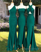 Mermaid Green Mismatched Satin Bridesmaid Dresses