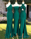Mermaid Green Mismatched Satin Bridesmaid Dresses